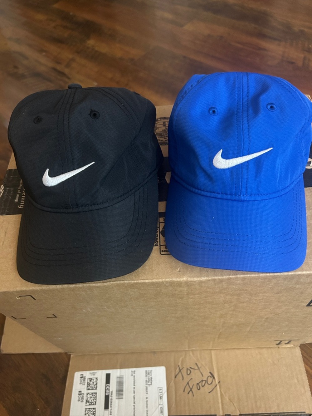 Nike Kids Black and Blue Swoosh Baseball Caps